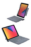 T5506D iPad 10.2 (9.Nesil) Kılıf Palermo Ledli Klavyeli Standlı Tablet Kılıfı 