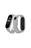 Xiaomi Mi Band 6 Spor Delikli Kordon - Gri-Kırmızı-(5796)