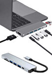 Usb Type-c Hub Dönüştürücü Çevirici Çoklayıcı Macbook Çevirici 8 Portlu