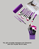 12’li Makyaj Fırça Seti Fondöten Allık Far Karıştırma İçin Tam Uyumlu