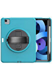 iPad 2022 10.9 (10.nesil) Kılıf Hand Strap Tablet Kılıfı - Turkuaz-(5796)