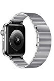 Apple Watch 38mm KR404 Huks Kordon - Gümüş-(5796)