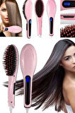 Elektrikli Saç Düzleştirici Tarak Saç Düzleştirici Fırça Sıkı Dişli Pembe