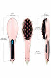 Elektrikli Saç Düzleştirici Tarak Saç Düzleştirici Fırça Sıkı Dişli Pembe