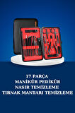 17 Parça Manikür Seti Taşınabilir Özel Çantalı El ve Ayak Bakımı Tırnak Ba