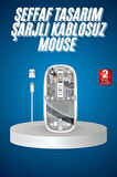Sessiz Tıklama Çift Modlu Bluetooth Ve Alıcı Şeffaf Mouse Fare