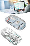 Sessiz Tıklama Çift Modlu Bluetooth Ve Alıcı Şeffaf Mouse Fare
