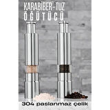 HSNET 2'li Karabiber Tuz Öğütücü Profesyonel 304 Paslanmaz Çelik Manuel Bahara