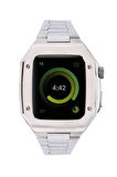 Apple Watch 44mm Metal Petek Kasalı Kordon - Gümüş-(5796)