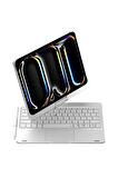 iPad Pro 11 (2024) F11 ATS Kılıf Magic Dönen Klavyeli Tablet Kılıf - Gümüş-(