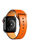 Apple Watch 38mm KR415 Luaz Deri Kordon - Turuncu-(5796)