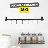 6 Kancalı Ferforje Metal Çok Amaçlı Kahve Köşesi, Mutfak, Banyo Dekor Kupa,Fincan ve Kaşıklık Askısı