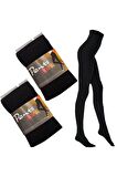 Termal Kadın Siyah 2'li Içi Polar Kışlık Esnek Külotlu Çorap