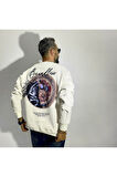 Sırtı Kumaş Baskılı Erkek Oversize Sweatshirt