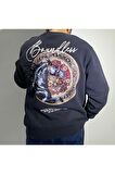 Sırtı Kumaş Baskılı Erkek Oversize Sweatshirt
