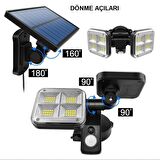 Solar Led Hareket Sensörlü Bahçe Aydınlatması Su Geçirmez 120 Ledli Güneş Enerjili Lamba