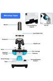 HD Dijital Monoküler 2000X Zoom Mikroskop Seti Öğrenciler İçin LED Işıklı Laboratuvar Mikroskop Kiti