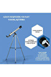 Teleskop 100 Kat Yakınlaştırma 50mm Eğitici Astronomik Uzay Doğa Ay Gözlem Teleskobu + Tripod