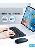 Samsung Tab S9 SM-X710 11" Tablet İçin Uyumlu Slim Şarjlı Türkçe Bluetooth Klavye ve Mouse Seti