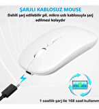 Lenovo Tab M11 TB330XU  Tablet İçin Uyumlu Bluetooth+2.4Ghz Kablosuz Şarjlı Mouse