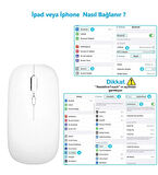 Lenovo Tab M11 TB330XU  Tablet İçin Uyumlu Bluetooth+2.4Ghz Kablosuz Şarjlı Mouse