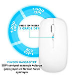 Lenovo Tab M11 TB330XU  Tablet İçin Uyumlu Bluetooth+2.4Ghz Kablosuz Şarjlı Mouse
