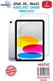 2 ADET iPad 10. Nesil 10.9" Tablet İçin Tam Uyumlu Ekran Koruyucu Şeffaf Cam Nano HD Esnek Kırılmaz