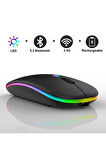 Xiaomi Pad 6 Tablet İçin Uyumlu RGB LED Işıklı Bluetooth+2.4Ghz Kablosuz Şarjlı Mouse