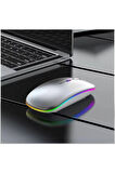 Huawei Matepad Air Tablet İçin Uyumlu  RGB LED Işıklı Bluetooth+2.4Ghz Kablosuz Şarjlı Mouse