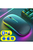 TCL TAB 10 S Tablet İçin Uyumlu  RGB LED Işıklı Bluetooth+2.4Ghz Kablosuz Şarjlı Mouse