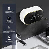 Modern Stil Duvara Monte USB Şarjlı LCD Dijital Ekran Otom. Temassız Sensörlü Köpük Sabunluk 450ml
