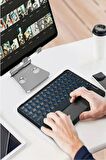 Vorcom SXPro 10" Tablet Uyumlu Şarjlı Touchpadli Yuvarlak Tuş RGB Bluetooth Klavye