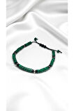 Doğal Malakit Taşlı El Yapımı Bileklik – Stres Dengeleyici Unisex Tasarım