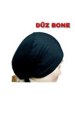 DİKİŞSİZ BONE DÜZ FIRFIRSIZ İÇ BONE TESETTÜR HİJAB SİYAH ÖNÜ DİKİŞSİZ PAMUKLU
