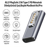 MagSafe MacBook 2 5A Type C PD Mıknatıslı Dönüştürücü Şarj Başlık MacBook Air/Pro (Gri)