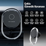 15W Klima Araç Havalandırma Bölmesi Manyetik Şeffaf Kablosuz Araç Şarj Telefon Tutucu (Siyah)