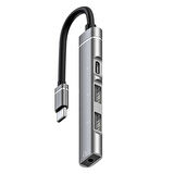 4in1 Type-C+3.5mm+USB Girişli Çoğaltıcı Adaptör Çevirici Hub (Gri)