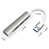 A-809 4in1 USB to USB Hub Çoğaltıcı Adaptör (Gri)