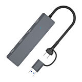 ADS-305D 4in1 USB-Type-C to 4X USB3.0 HUB Çoğaltıcı Çevirici Dönüştürücü Adaptör (Gri)
