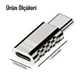 100W 20Gbps Düz Model Type-C Uzatma Adaptörü Type-C Çevirici (Siyah)