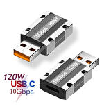 Macbook iPad 120W 10Gbps Type-C to USB OTG Adaptör Çevirici (Gümüş)