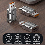Macbook iPad 120W 10Gbps Type-C to USB OTG Adaptör Çevirici (Gümüş)