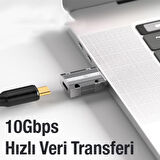 Macbook iPad 120W 10Gbps Type-C to USB OTG Adaptör Çevirici (Gümüş)