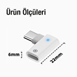 L Tipi Lightning to Type-C Dönüştürücü Apple Pencil Kalem Şarj Adaptörü (Beyaz)