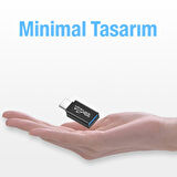 Dişi USB to Type-C OTG Çevirici Dönüştürücü Adaptör (Siyah)