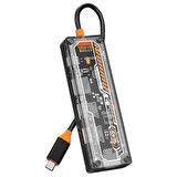 6in1 Type-c To USB3.0 + USB2.0 + Type-c PD 100W + HDMI + VGA + 3.5mm Çoğaltıc Transparanı Hub