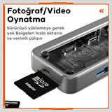 8in1 Type-c To USB3.0 + USB2.0 + Type-c + PD + HDMI + SD + TF + Ethernet Çoğaltıcı Transparan Hub