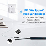 İphone 15 İçin Type-c Şarj + 3.5mm kulaklık 2İn1 Çevirici Adaptör (Siyah)