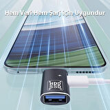 Type-C To Şarj + OTG 3.0 Dönüştürücü Adaptör (Siyah)