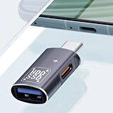 Type-C To Şarj + OTG 3.0 Dönüştürücü Adaptör (Siyah)